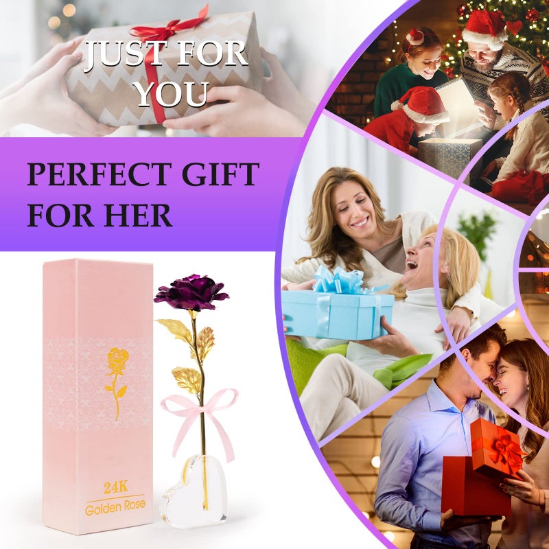 Beferr Mothers Day Rose Gifts for Mom Women Galaxy Rose Glass Crystal Flowers with Heart-Shaped Base Eternal Roses Forever Flowers Mother's Birthday Gifts for Grandma Daughters Wife Sister Kids - Image 4